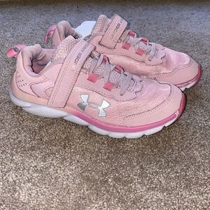 Under Armour pink slip on sneakers, size 2 youth